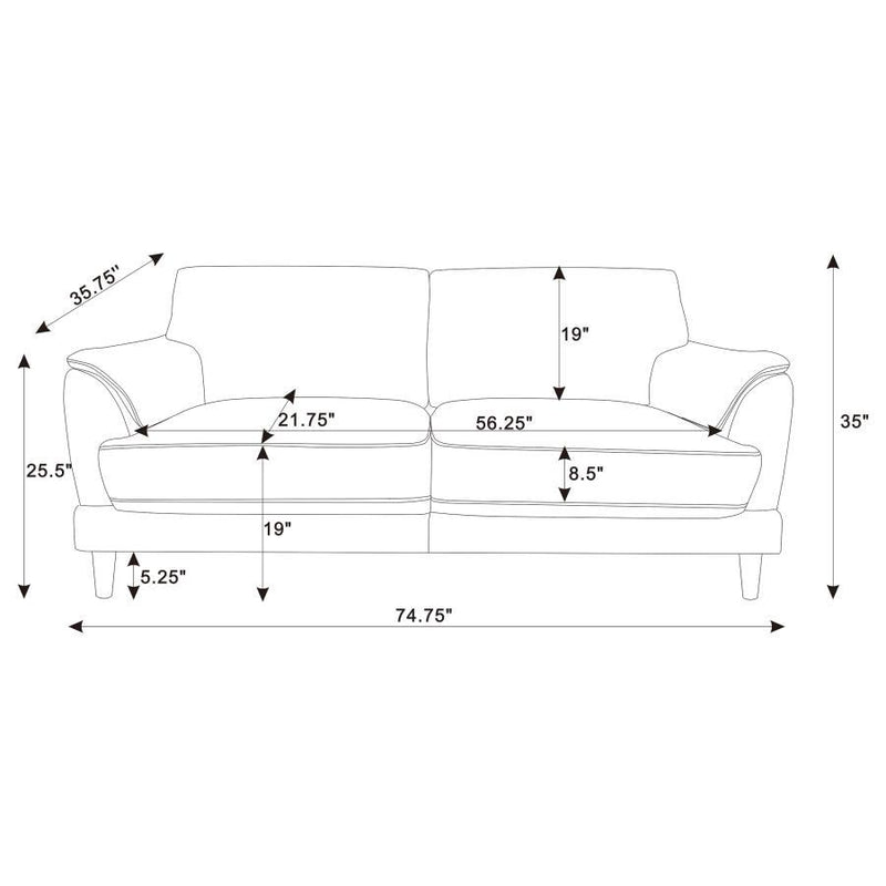 Selma - Velvet Upholstered Crescent Arm Sofa - Rust