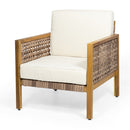 Maycen - Outdoor Club Chair With Wicker Accents - Teak