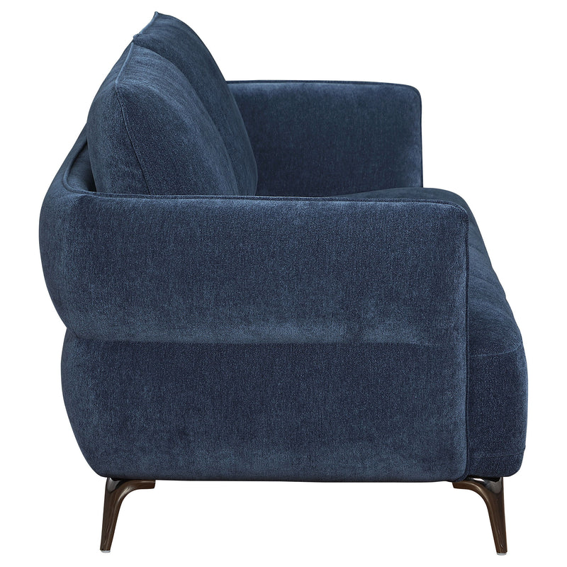 Lively - Chenille Upholstered Modern Track Arm Sofa - Blue