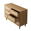 Modern Rattan Dresser With 6 Drawers For Bedroom And Living Room - Oak