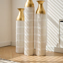 Floor Metal Vases Decorated White Metal Vases (Set of 3) Gorgeous Home Decoration Large Glazed Metal Vases - White