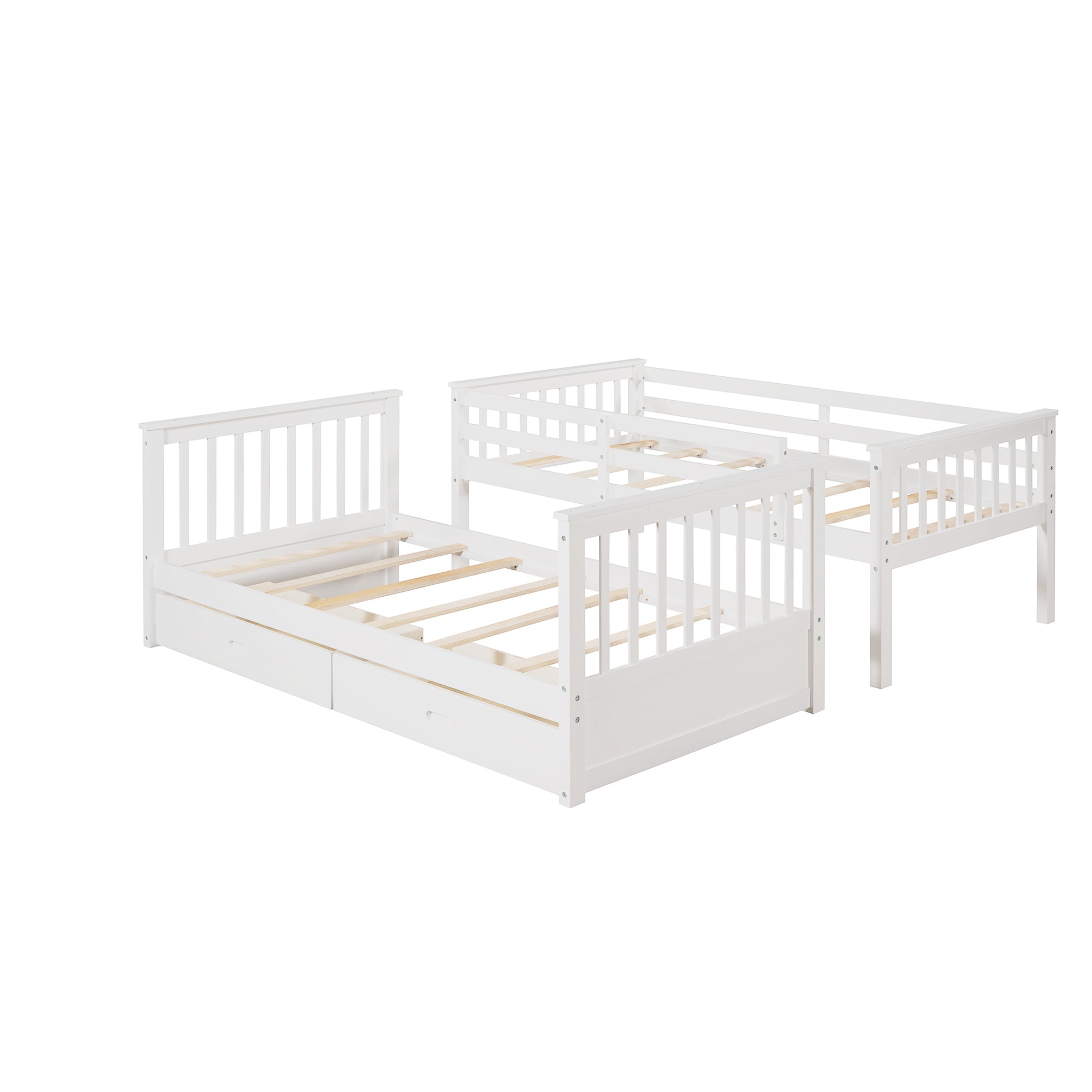Twin-Over-Twin Bunk Bed with Ladders and Two Storage Drawers (White)(OLD SKU:LT000265AAK) - Atlantic Fine Furniture Melbourne FL