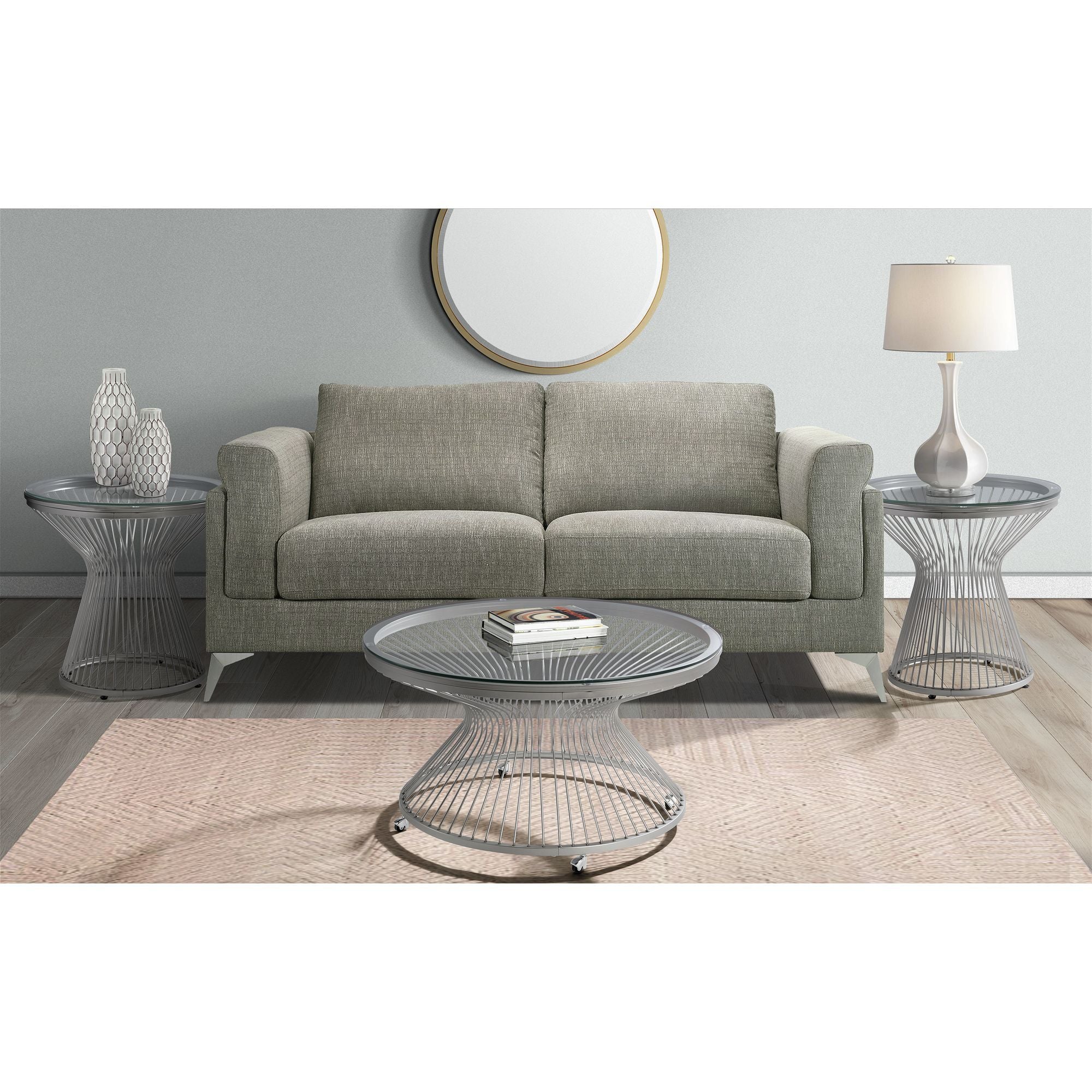 Lavinia - Chrome End Table - White