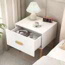 Nightstand With Drawer, Minimalist Bedside Table With Handle For Bedroom - White