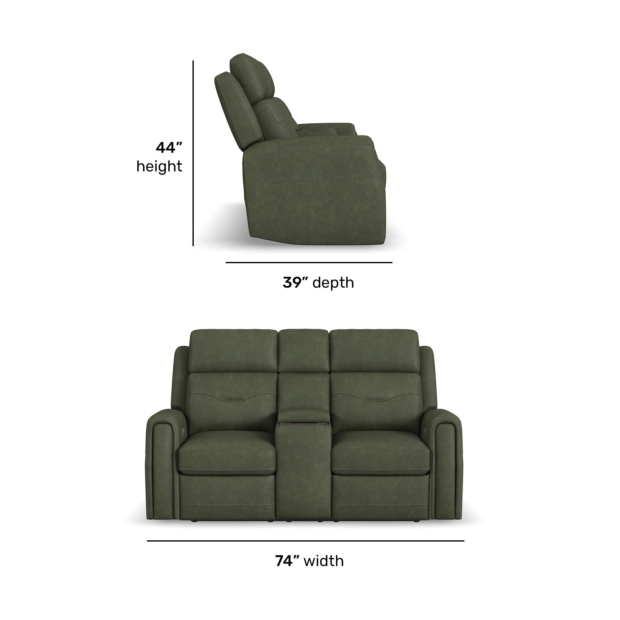 Felix - Power Reclining Loveseat With Console, Power Headrest, Lumbar, Heat & Massage