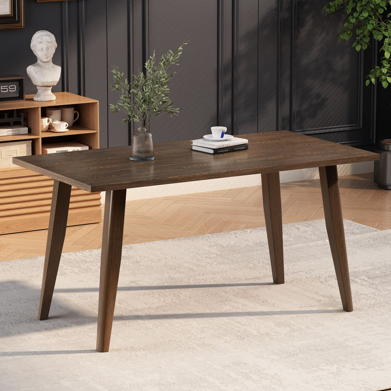 Farmhouse Style Indoor Wood Dining Set With 6 Chairs And Dining Table - Brown