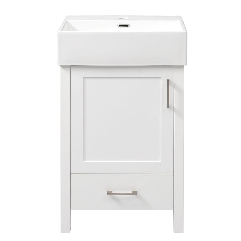 20.28" Bathroom Vanity With Sink & Storage - White