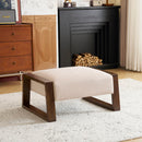 Sleek And Stylish Ottoman Polyester With Rubberwood Legs - Beige
