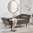 Auroral - Velvet Upholstered Chaise Lounge With Scrolled Arms And Tapered Legs