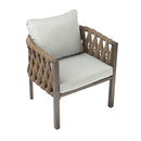 2 Pieces Outdoor Metal Patio Club Chair, Patio Furniture Arm Chair With Cushion, Modern Outdoor Furniture Deep Seating For Porch, Garden, Backyard, Balcony - Brown / Light Gray