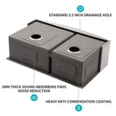 Double Bowl Sink 60 / 40 Split Apron Front Kitchen Sink In 16 Gauge With 2 10" Deep Basins 33" X21" X10" - Brushed Nickel