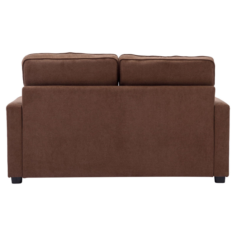 Loveseat Sofa With Pull-Out Bed Modern Upholstered Couch With Side Pocket For Living Room Office