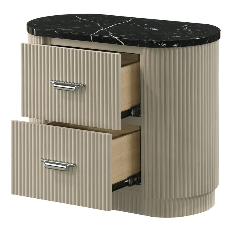 Travonte - Nightstand - Gray / Beige