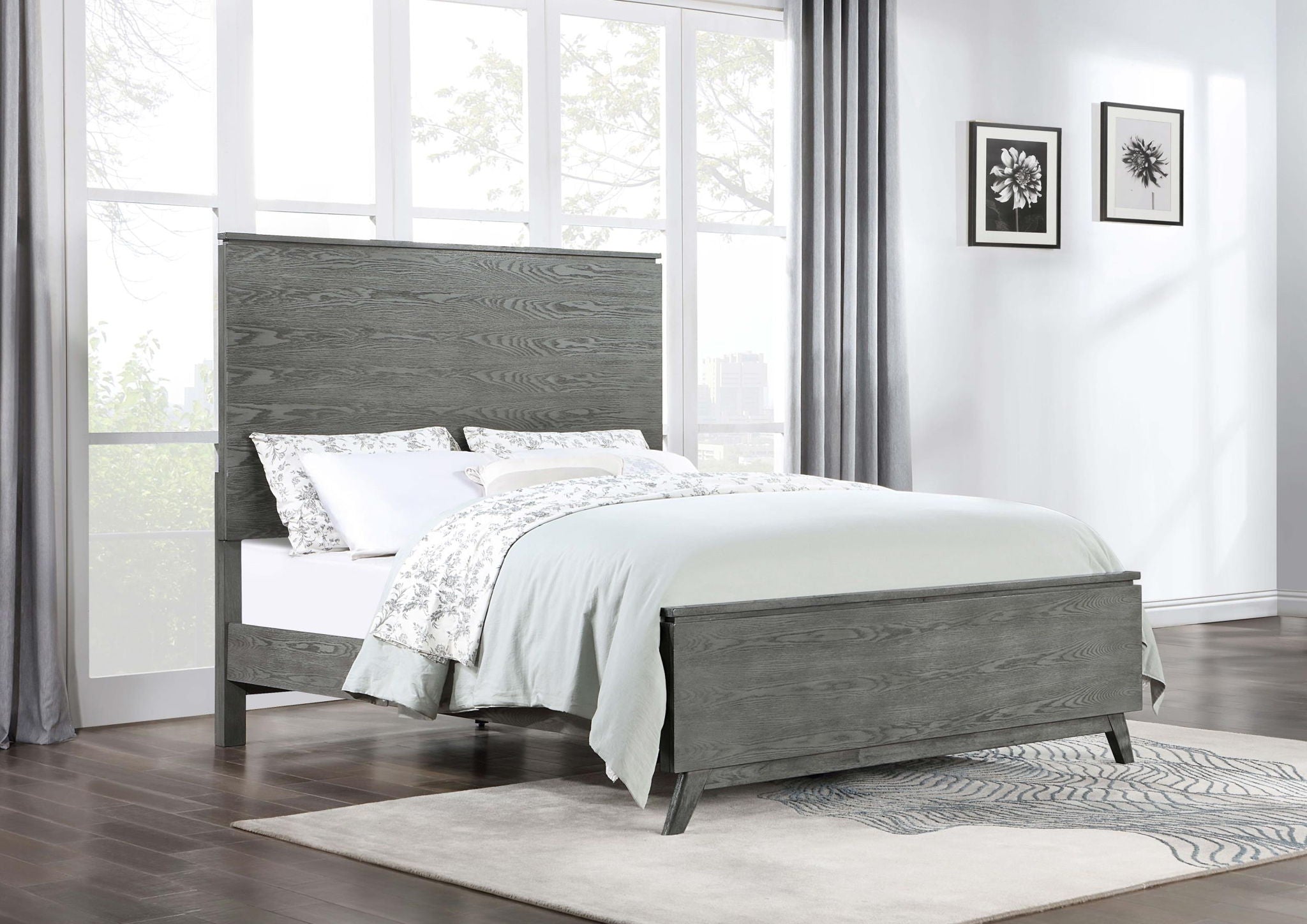 Nathan Wood California King Panel Bed Grey