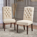 Harriet - Tufted Dining Chair Set Modern Farmhouse Style - Ivory Linen