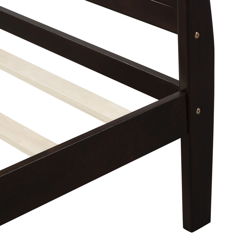 Wood Platform Bed Twin Bed Frame Mattress Foundation Sleigh Bed with Headboard/Footboard/Wood Slat Support