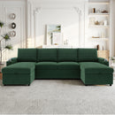U Shaped Sectional Sofa Bed With Storage Chaise Lounges, USB Ports, And Cup Holders