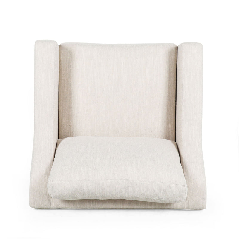 Nightowl - Upholstered Club Chair With Sloped Arms And Wood Legs - Beige
