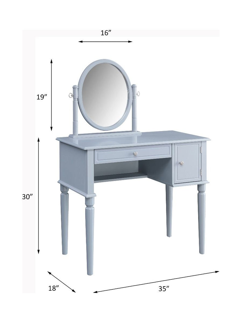 Rabila - Vanity Desk - Cream Fabric & Gray Finish