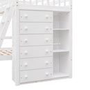 Bunk Bed With 6 Drawers And Flexible Shelves, Bottom Bed With Wheels