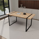 Modern Dining Table & Suede Chair Set WIth Rectangular Metal Base