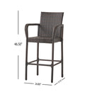 Outdoor Rattan Wicker Bar Chair With Metal Frame - Brown