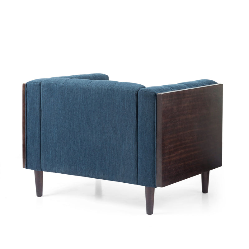 Contemporary Club Chair With Button Tufted Waffle Stitch