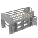 Loft Bed With Storage Cabinets, Staircase Drawers & LED Lights