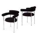 Contemporary Upholstered Armchair Dining Chairs With Metal Legs (Set of 2)