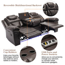 3 Pieces Recliner Sofa Sets Home Theater Seating Manual Recliner Chair With Center Console And LED Light Strip For Living Room