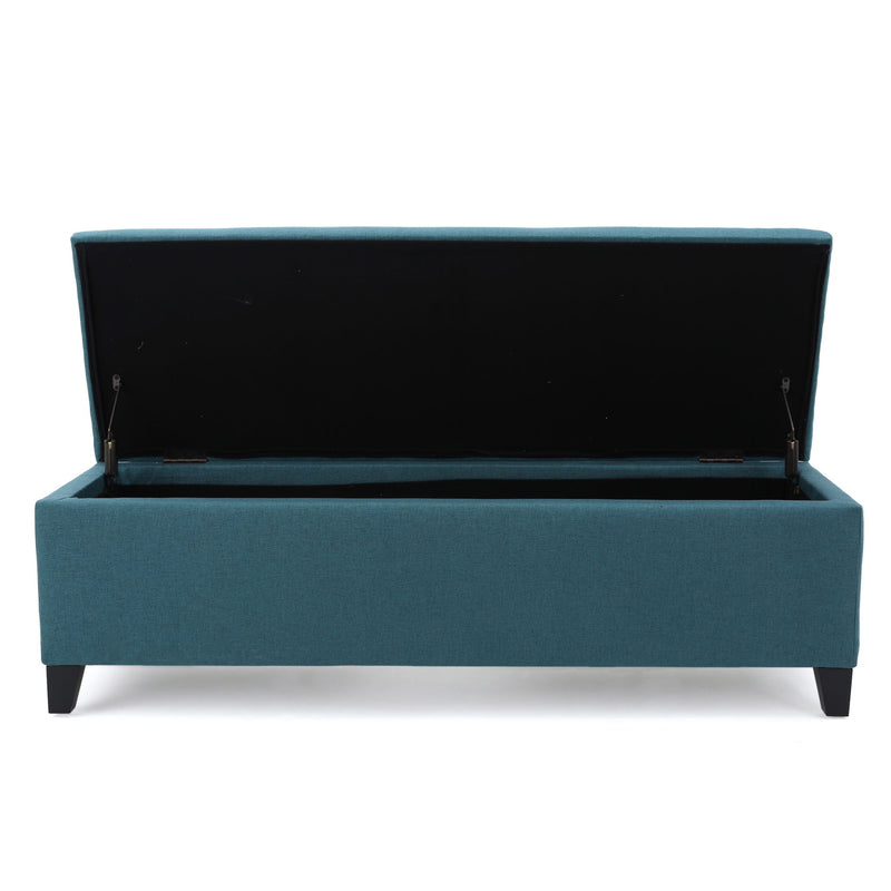 Contemporary Storage Ottoman Bench With Polyester Upholstery