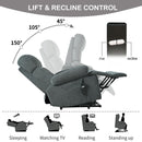 Oversized Power Lift Recliner Chai With Remote Control, Side Pocket, Spacious Seat