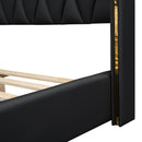 Upholstered Platform Bed With Strips - Black
