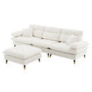L Shaped Convertible Sectional Sofa 4 Seat Tufted Couch Set With Two Tone Adjust Legs Cloud Movable Ottoman