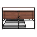 Full Size Metal Platform Bed Frame with Trundle, USB Ports and Slat Support ,No Box Spring Needed Black