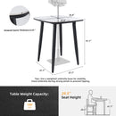 Modern Outdoor Bar Table, Rounded Square Sintered Stone Top With Umbrella Hole, Rust Free Frame, Weatherproof - Ember Black / White