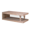 Rustic Solid Wood Coffee Table With Open Shelf, Modern Farmhouse Design - Light Natural / Natural