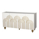 Modern Fluted Sideboard Buffet With Storage, Curve Element, 4 Doors With Adjustable Shelves