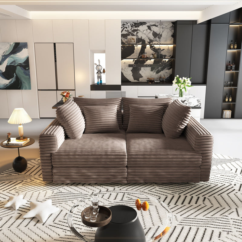 Plush Corduroy 4 Seat Sofa, Modern Comfy Upholstered Sofa Cloud Couch, Deep Seat Couches With Soft Pillows