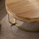 Modern Round Coffee Table With Wooden Carving Pattern