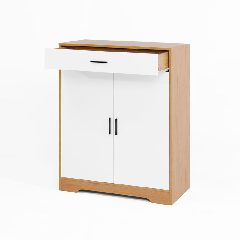 Freestanding Wooden Shoe Cabinet, 4 Tier Organizer With Drawer