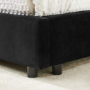 Mid-Century Upholstered Tufted Bed Frame With Backrest And Armrests