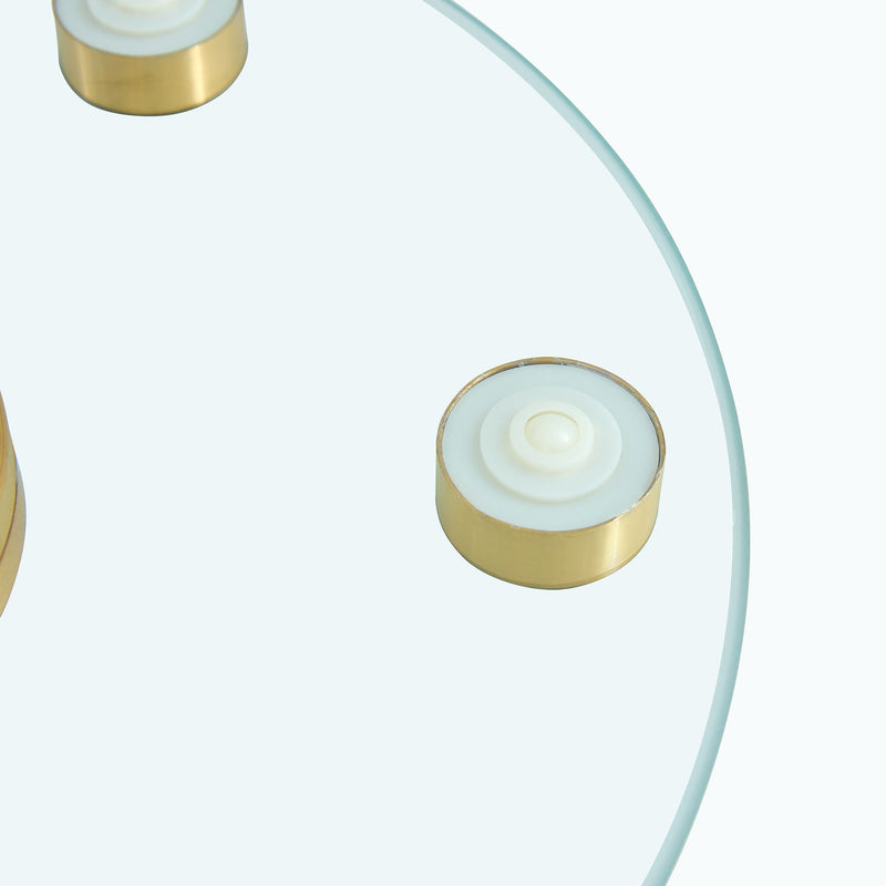 Double Layer Rotatable Round Glass Plate - Gold / Transparent