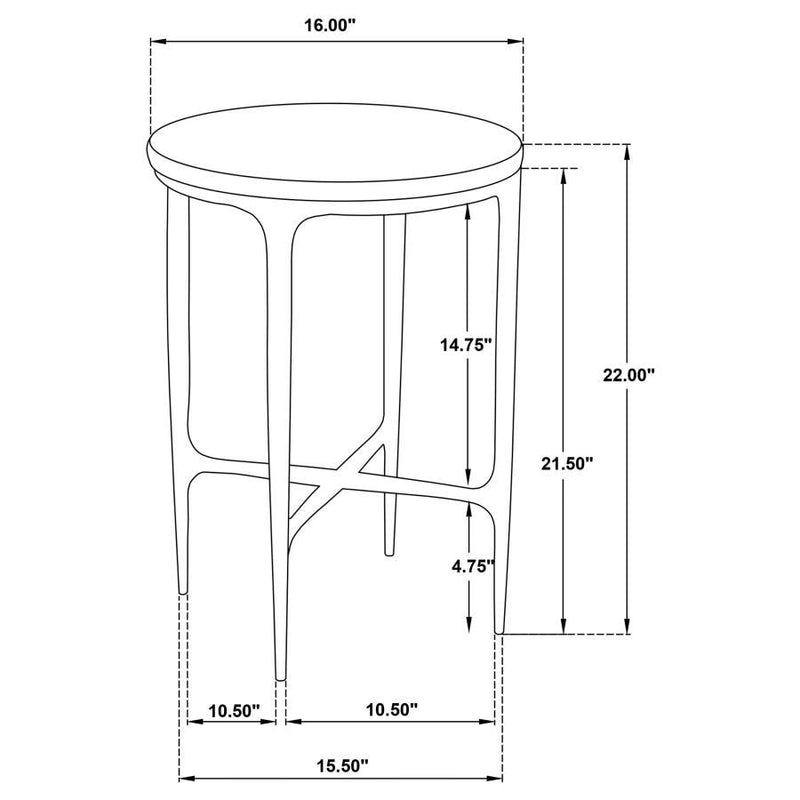 Baldwin - Round Marble Top Side Table - White And Gold