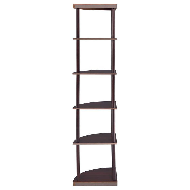 Bonwick - 5-Shelf Corner Bookshelf - Cappuccino