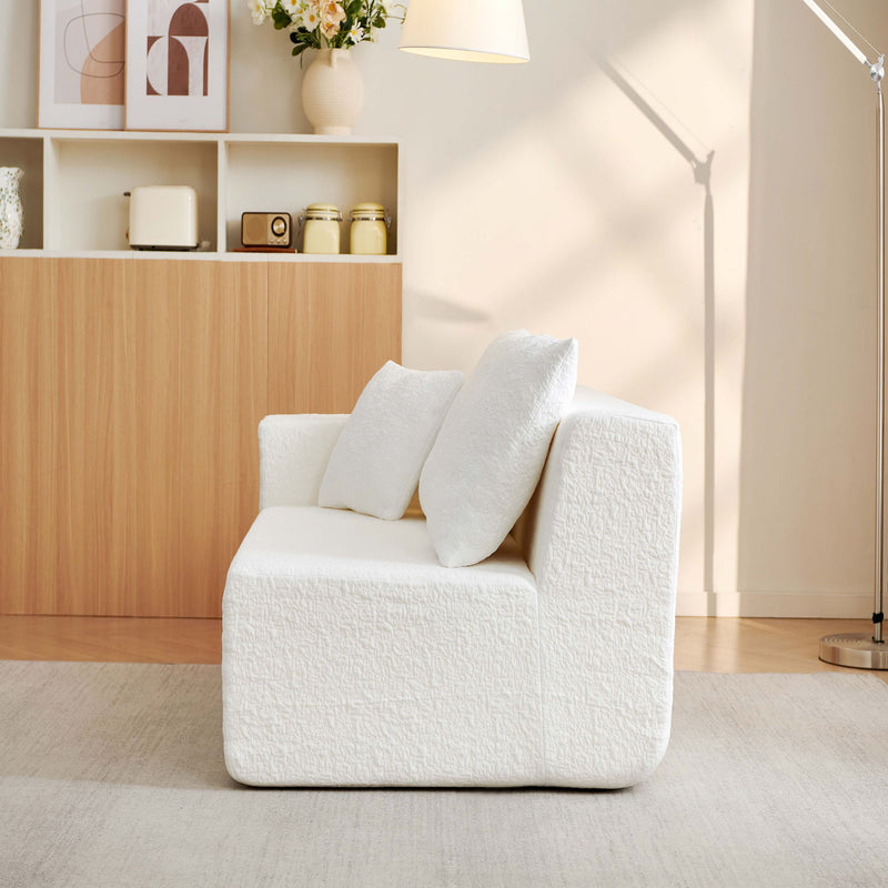Cloud Sectional Couch With L Shape Chaise, Deep Seat - White