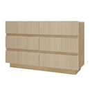Fluted 6 Drawers Dresser, Double Dresser Chest Of Drawers, Modern Chest Of Drawers With LED, Drawer Organizer For Bedroom, Living Room, Hallway - Natural