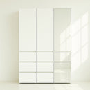 Elise - Slim Modular Wood Closet Cabinet With Mirror In Durable Melamine Construction - White