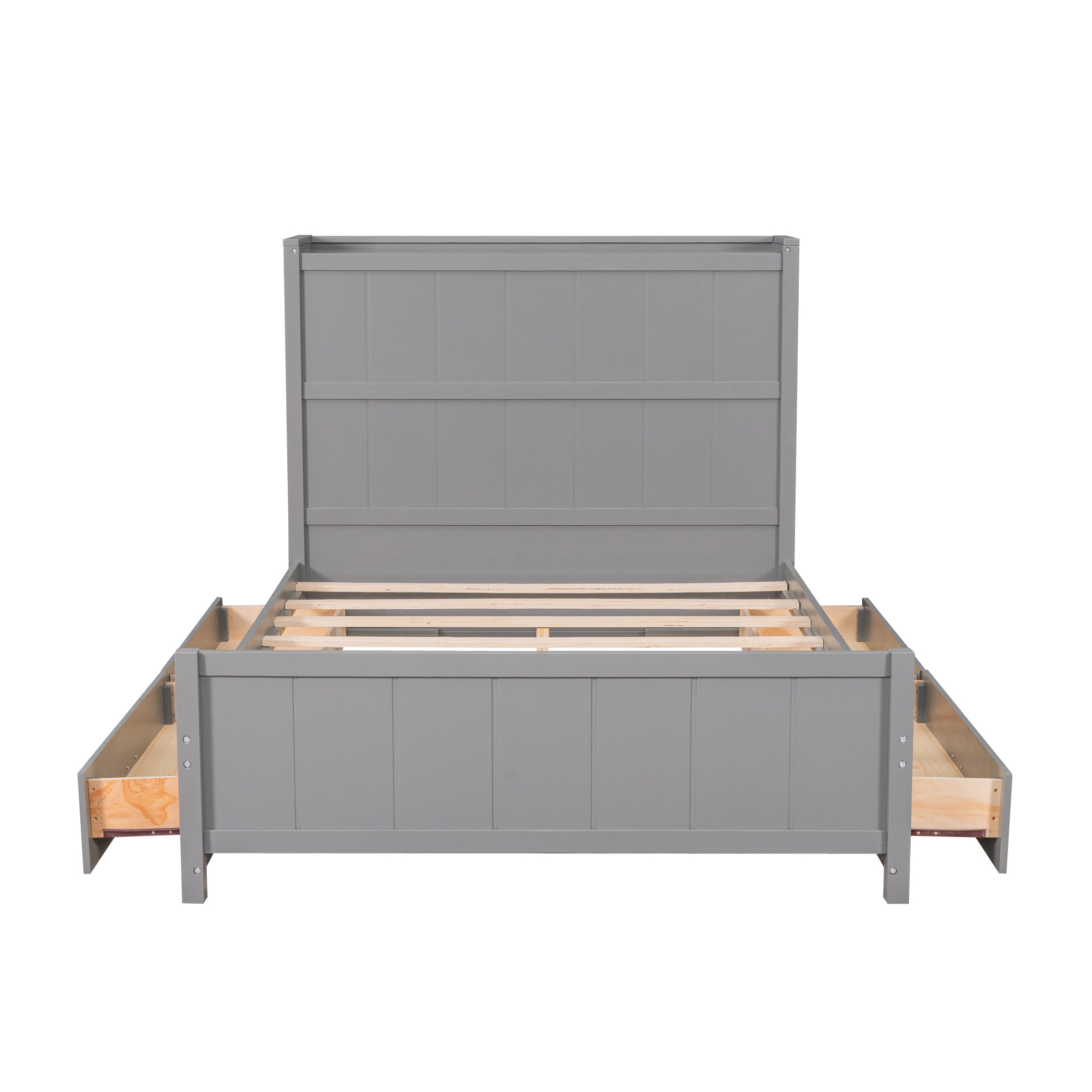 Full Size Platform Bed with Drawers and Storage Shelves, Gray - Atlantic Fine Furniture Melbourne FL