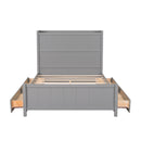 Full Size Platform Bed with Drawers and Storage Shelves, Gray